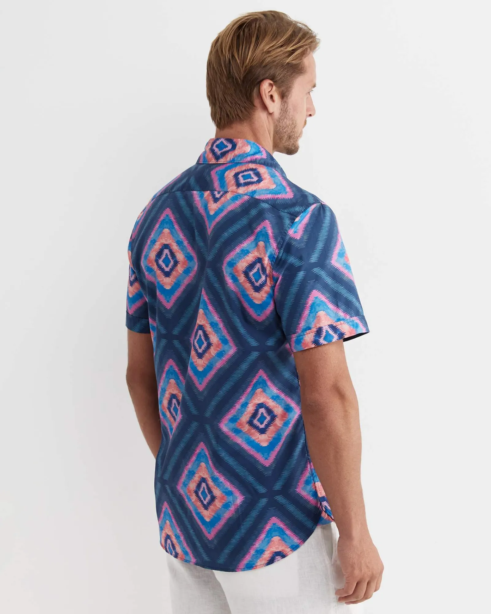 Discount Sportscraft Alf Short Sleeve Liberty Shirt in Navy Multi NavyMulti