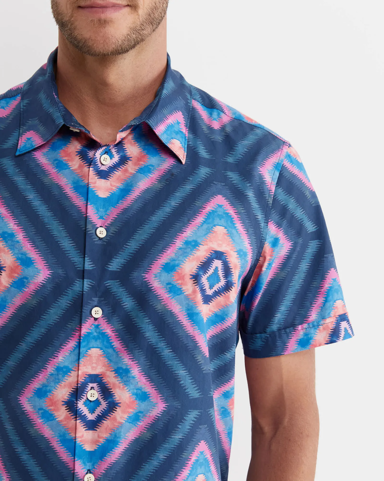 Discount Sportscraft Alf Short Sleeve Liberty Shirt in Navy Multi NavyMulti