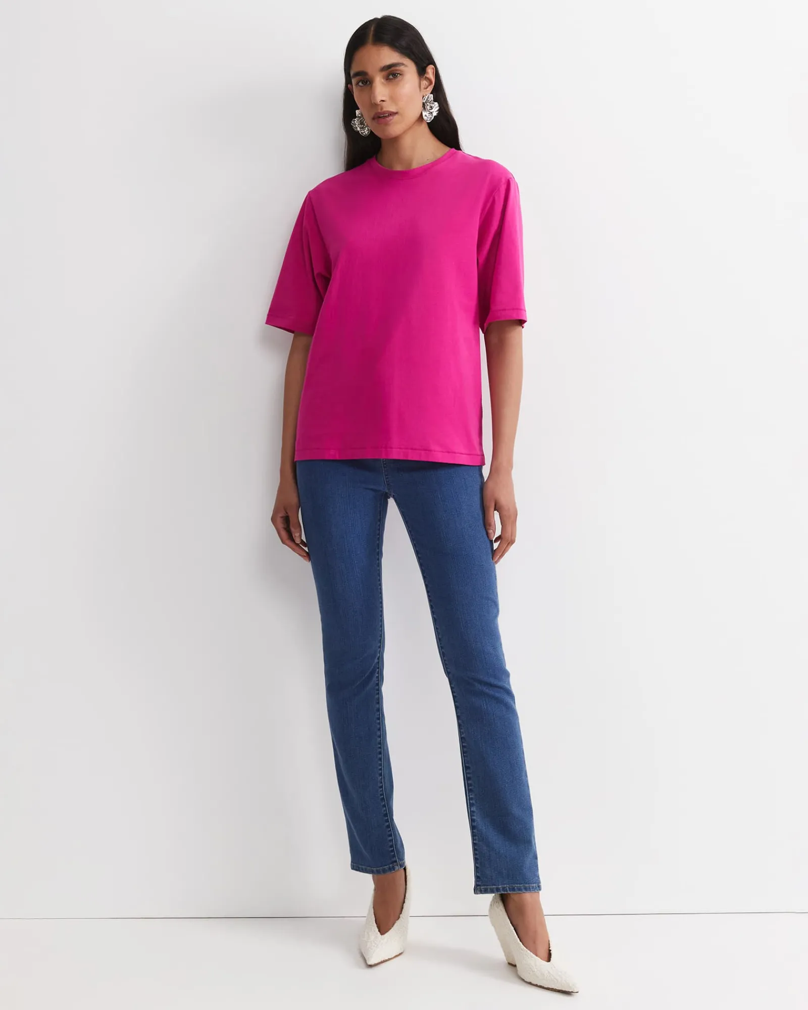 Clearance Sportscraft Alice Oversized Cotton T-Shirt in Berry