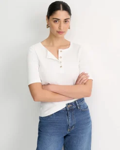 Best Sportscraft Allie Rib Henley Tee in White