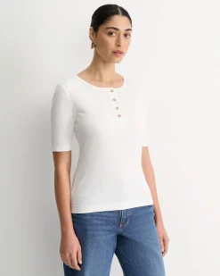 Best Sportscraft Allie Rib Henley Tee in White