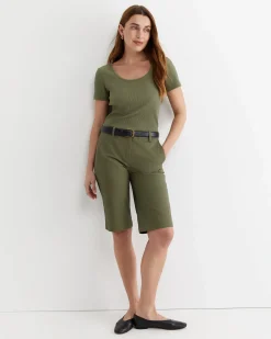 Hot Sportscraft Allie Scoop Rib Tee in Khaki