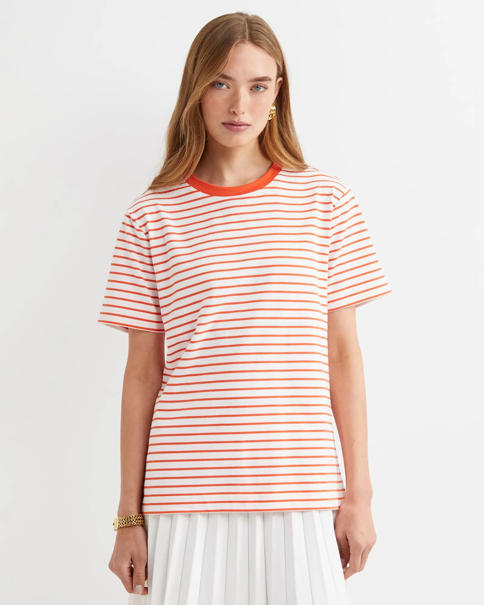 Hot Sportscraft Amanda Stripe Short Sleeve Tee in Orangewhite Orange/white