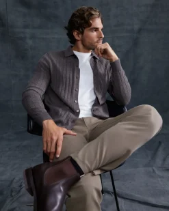 Outlet Sportscraft Angus Merino Knit Shirt in Bark