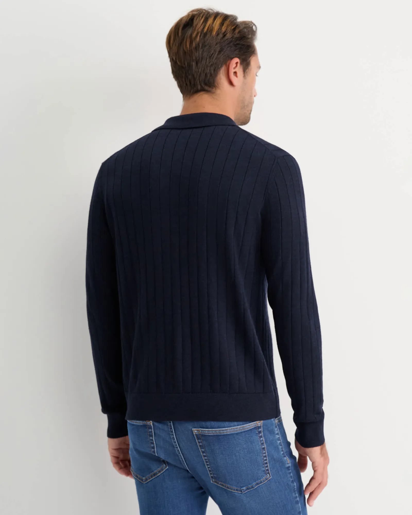 Fashion Sportscraft Angus Merino Knit Shirt in Navy
