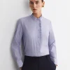 New Sportscraft Asha Stripe Ruffle Blouse in Bluewhite Blue/white