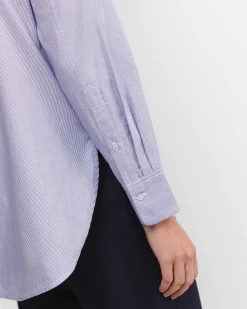 New Sportscraft Asha Stripe Ruffle Blouse in Bluewhite Blue/white