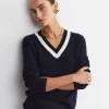 Discount Sportscraft Baby Cable V-Neck Sweater in Navywhite Navy/white