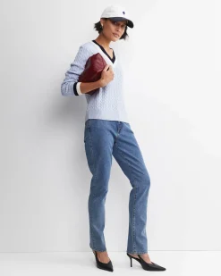 Fashion Sportscraft Baby Cable V-Neck Sweater in Ice Blue IceBlue