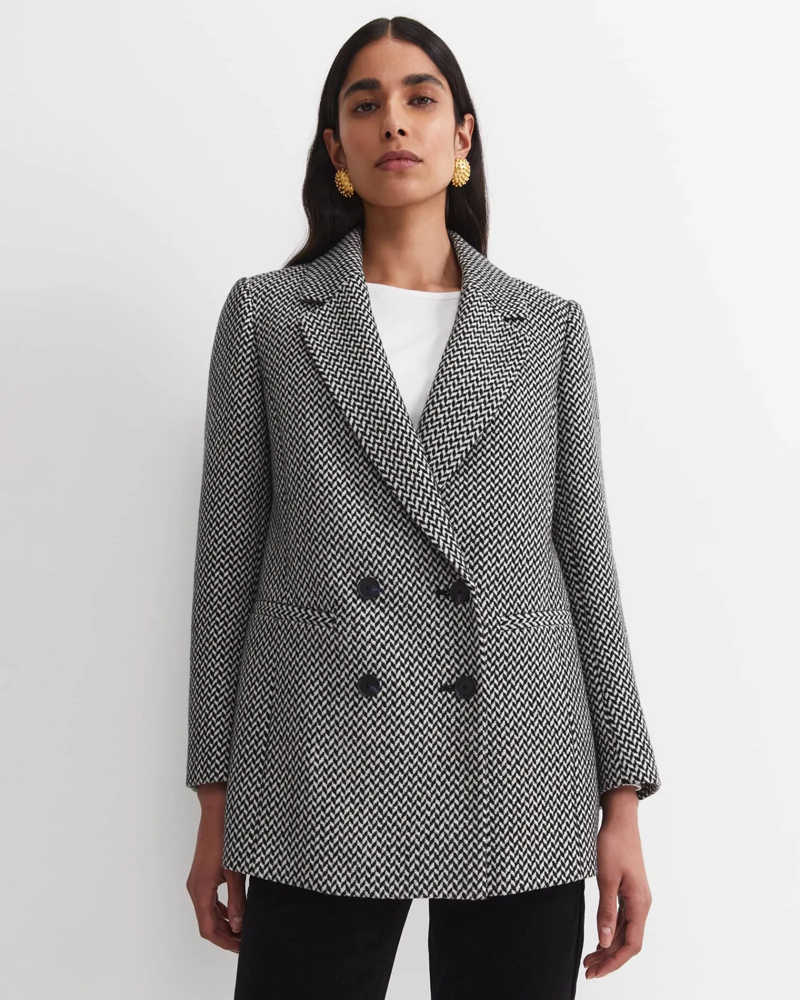 Online Sportscraft Bea Double Breasted Coat in Blackwhite Black/white