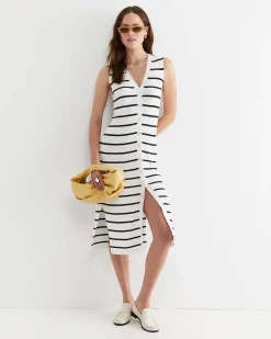 Fashion Sportscraft Becky Cotton Vest Dress in Whitenavy White/navy