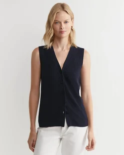 Fashion Sportscraft Becky Cotton Vest in Navy