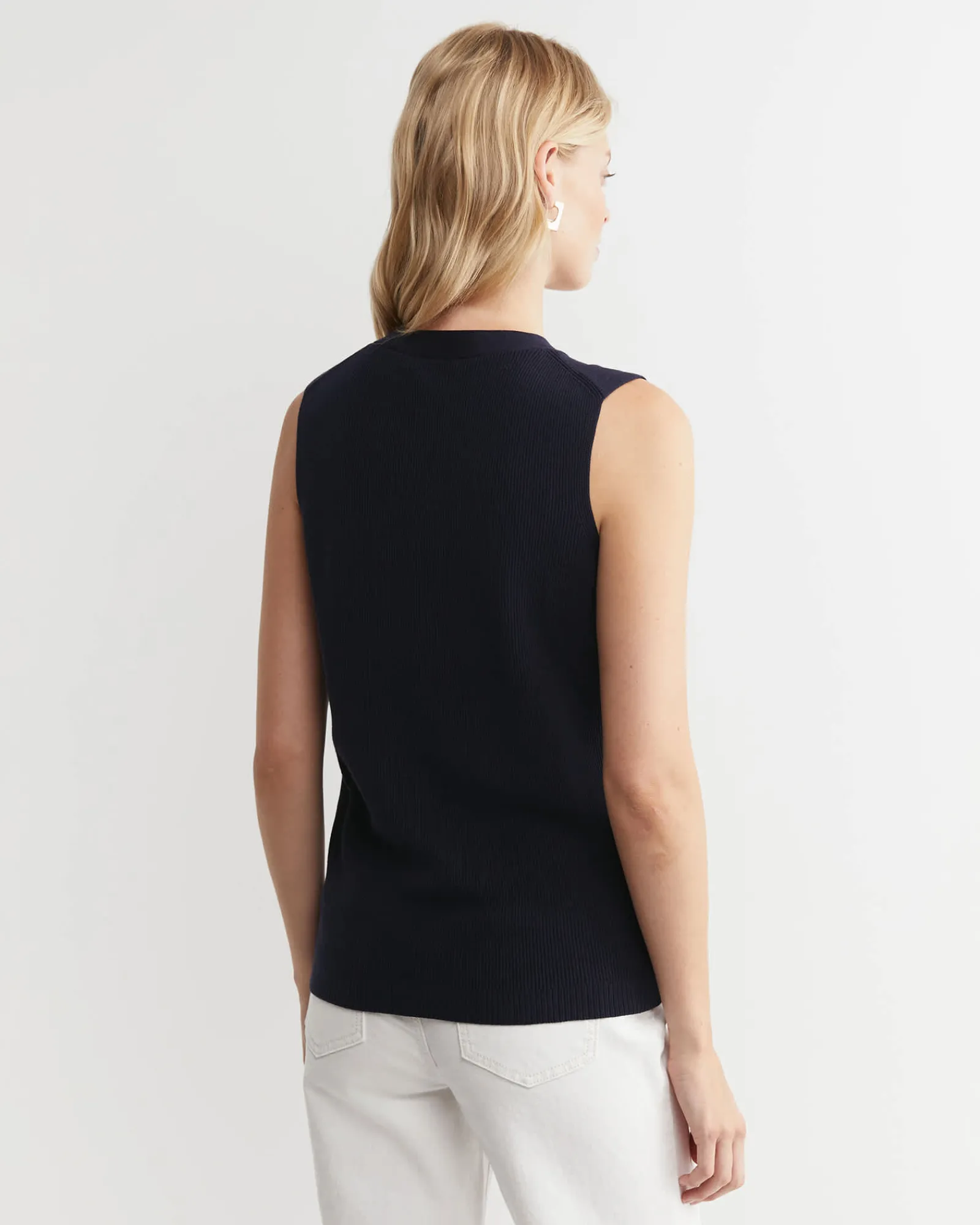 Fashion Sportscraft Becky Cotton Vest in Navy