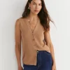 New Sportscraft Becky Cotton Vest in Tan