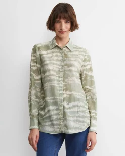 New Sportscraft Bell Long Sleeve Shirt in Green