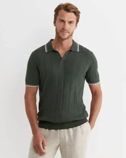 Clearance Sportscraft Braddon Knit Polo in Forest