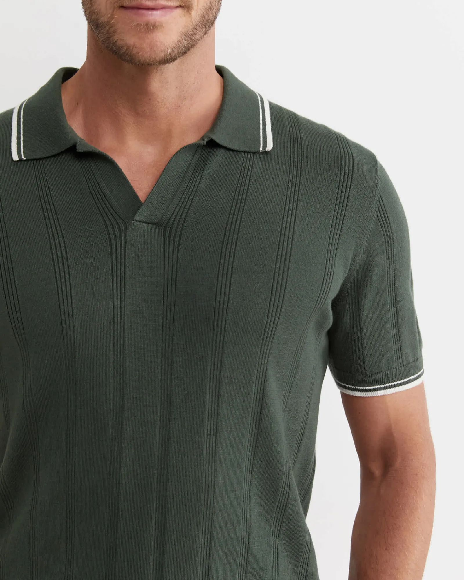 Clearance Sportscraft Braddon Knit Polo in Forest