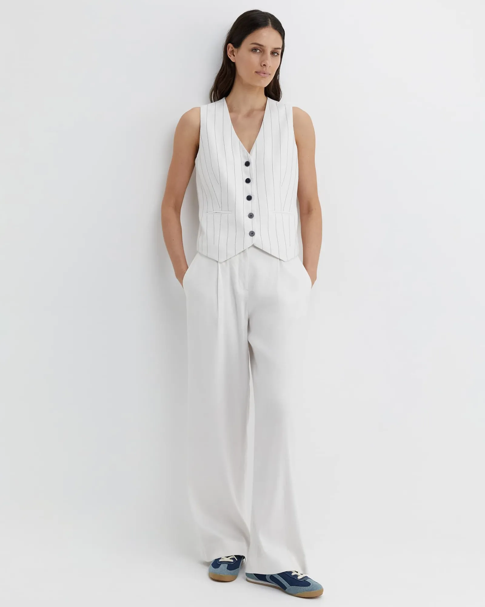 Outlet Sportscraft Brianne Stripe Vest in Whitenavy White/navy