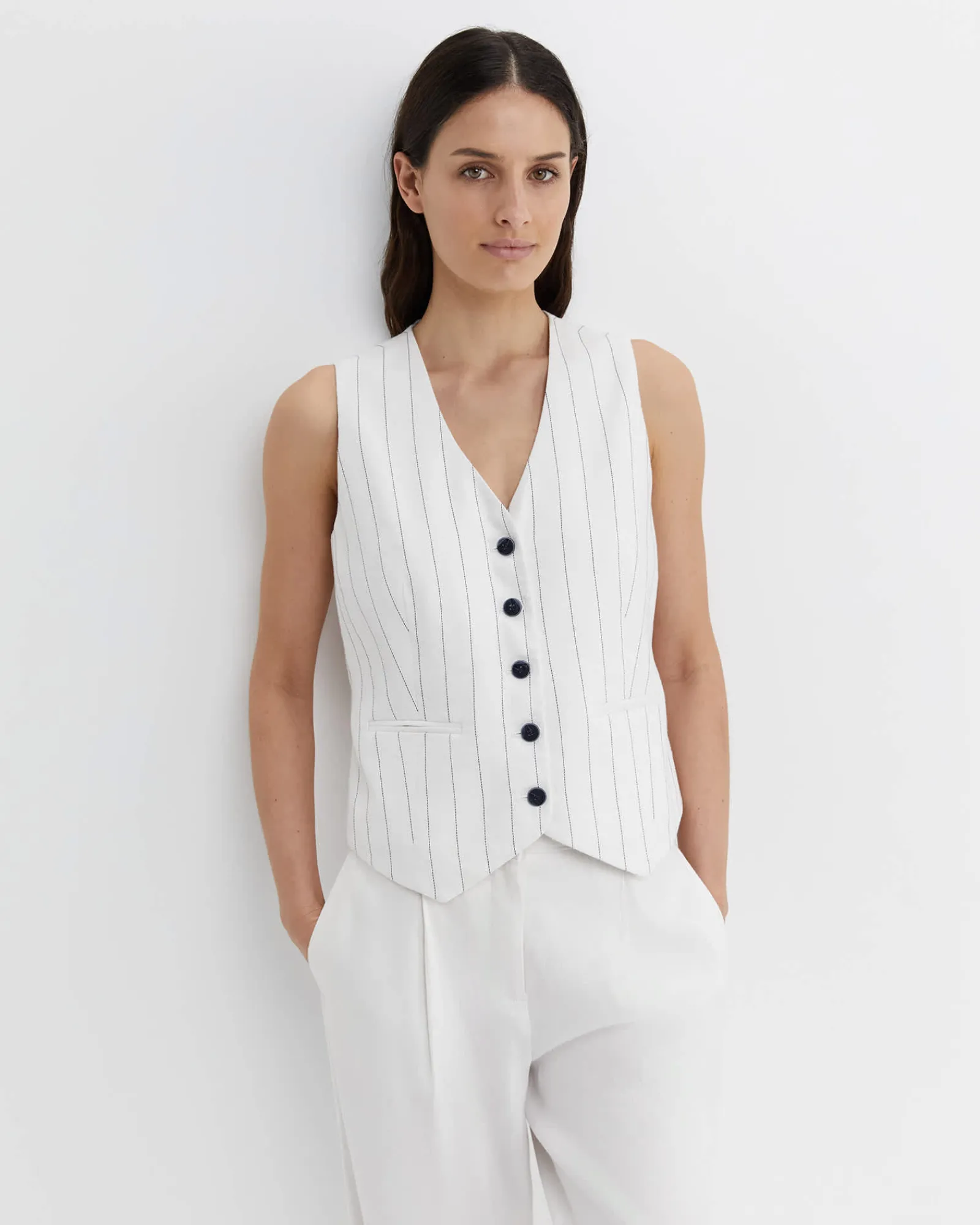 Outlet Sportscraft Brianne Stripe Vest in Whitenavy White/navy