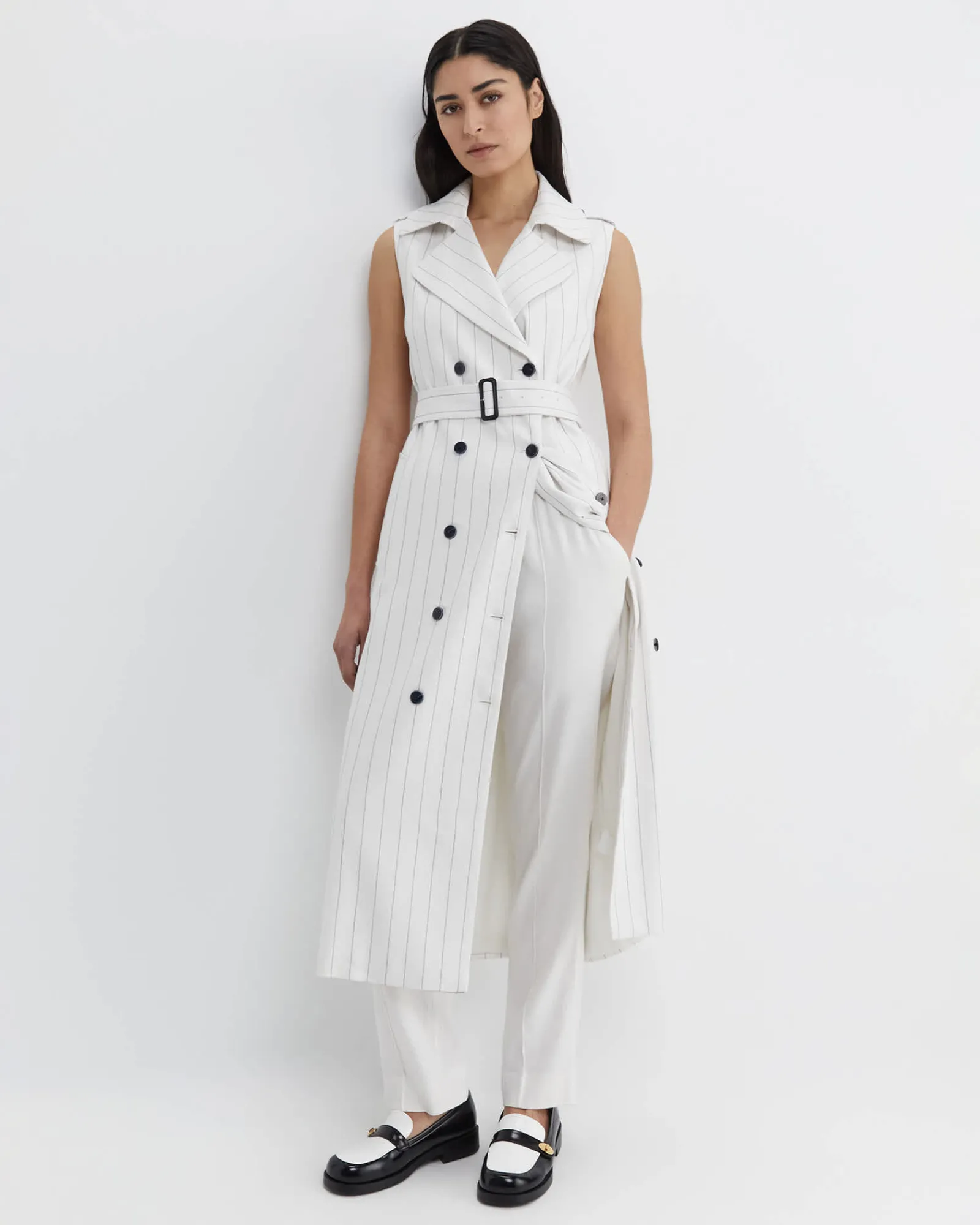 Outlet Sportscraft Brianne Trench Maxi Dress in Whitenavy White/navy