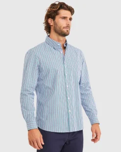 Clearance Sportscraft Bromwich Long Sleeve Regular Stripe Shirt in Blue