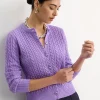Discount Sportscraft Cable Merino Cotton Cardigan in Viola