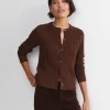 Hot Sportscraft Cable Merino Cotton Cardigan in Chocolate
