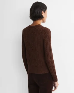 Hot Sportscraft Cable Merino Cotton Cardigan in Chocolate