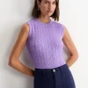 Clearance Sportscraft Cable Merino Cotton Tank in Viola