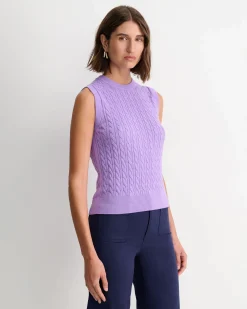 Clearance Sportscraft Cable Merino Cotton Tank in Viola