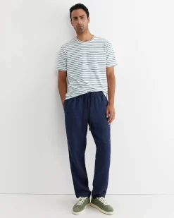 Outlet Sportscraft Caffery Yarn Dyed Linen Pant in Navy