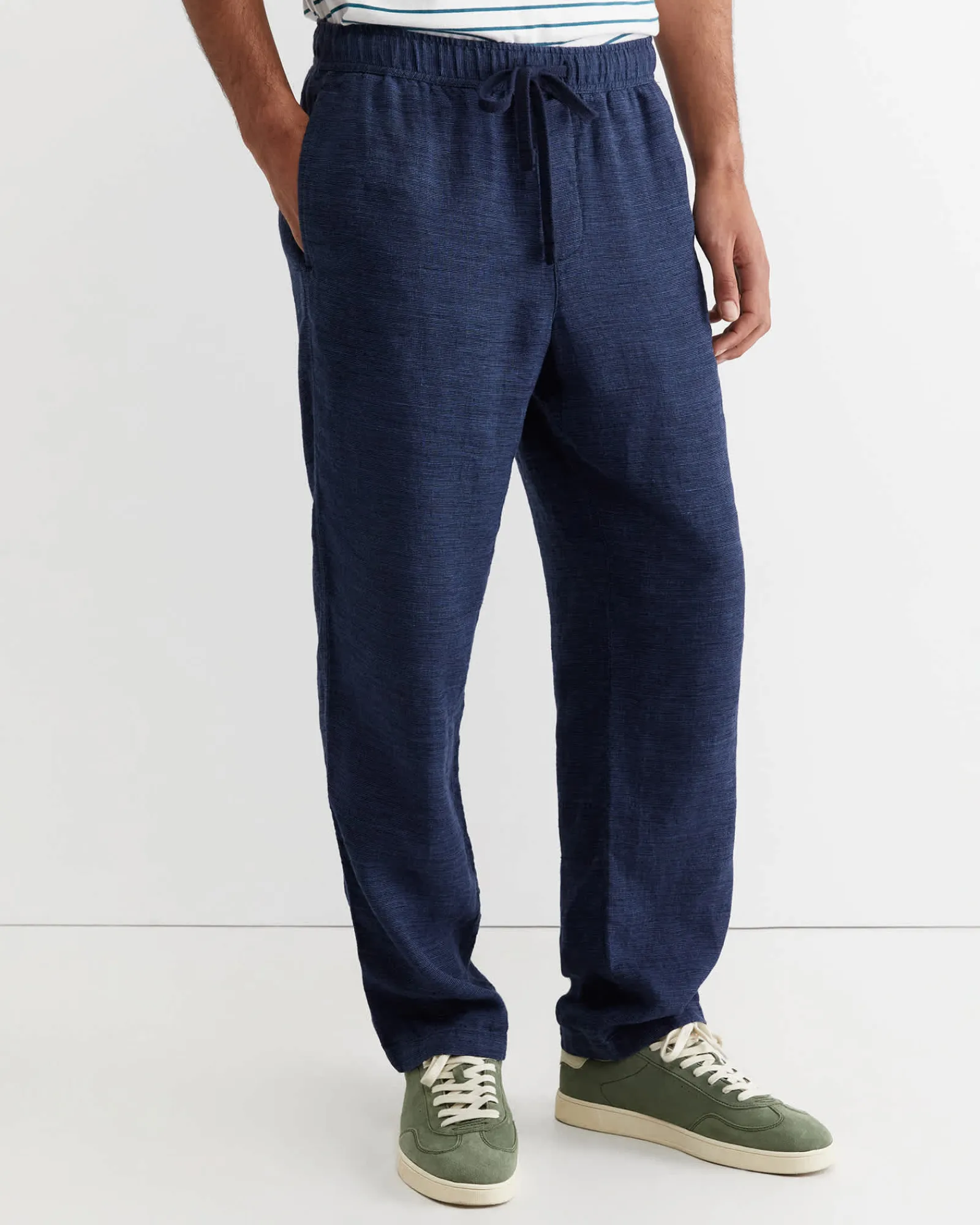 Outlet Sportscraft Caffery Yarn Dyed Linen Pant in Navy