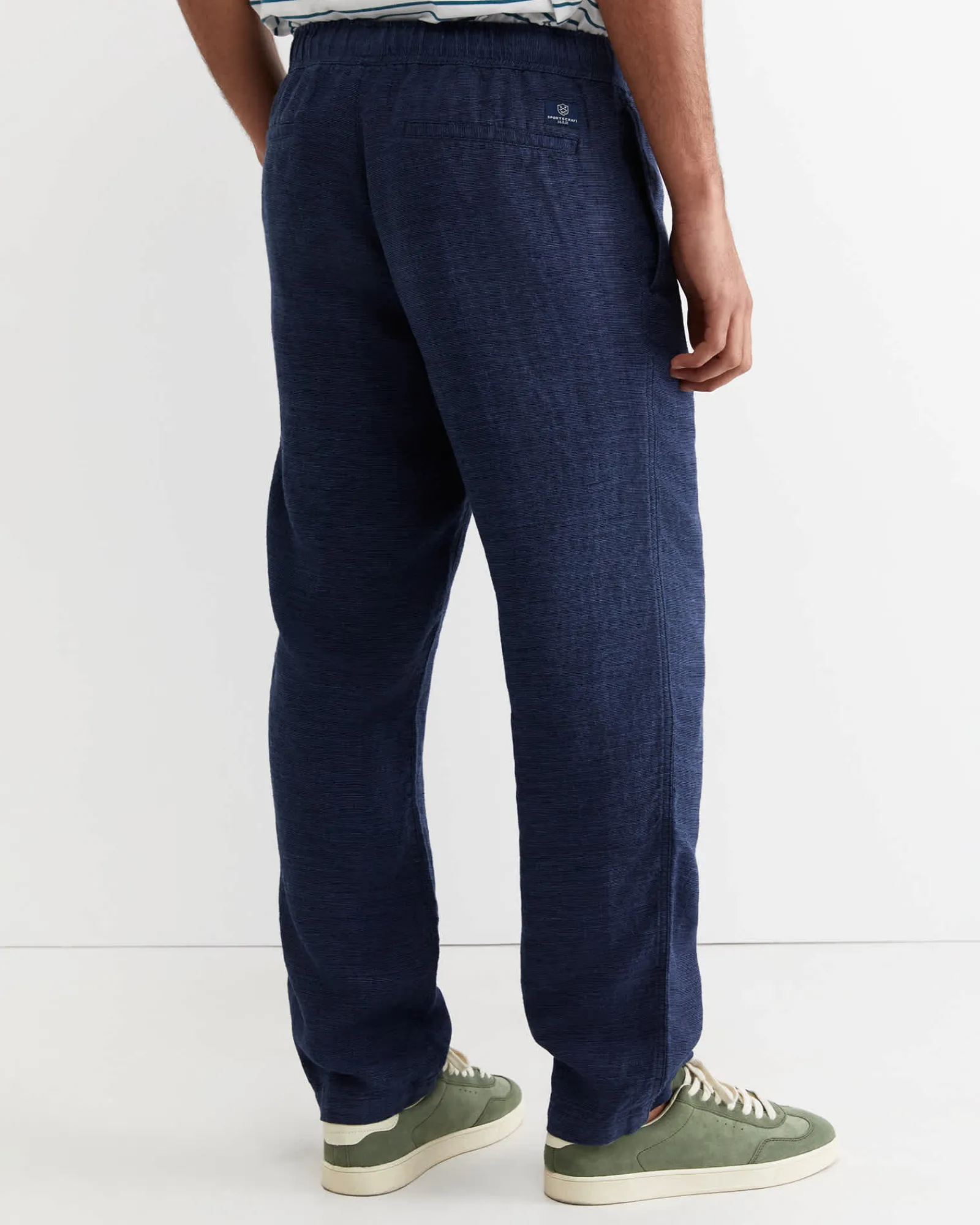 Outlet Sportscraft Caffery Yarn Dyed Linen Pant in Navy