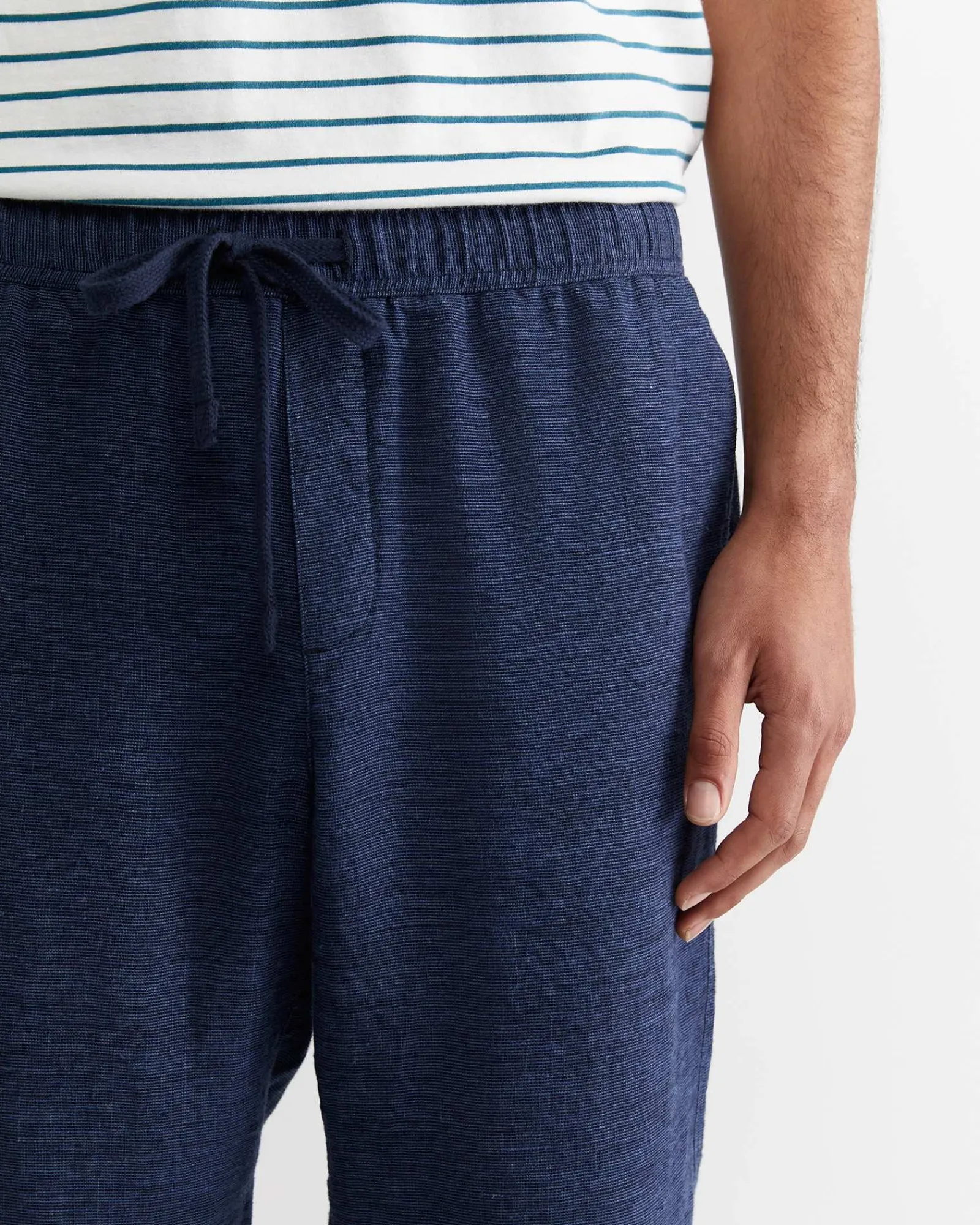 Outlet Sportscraft Caffery Yarn Dyed Linen Pant in Navy