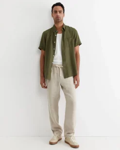 Clearance Sportscraft Caffery Yarn Dyed Linen Pant in Cappuccino