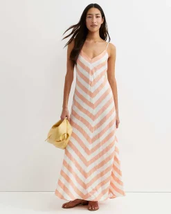 Hot Sportscraft Callie Stripe Slip Dress in Orangewhite Orange/white