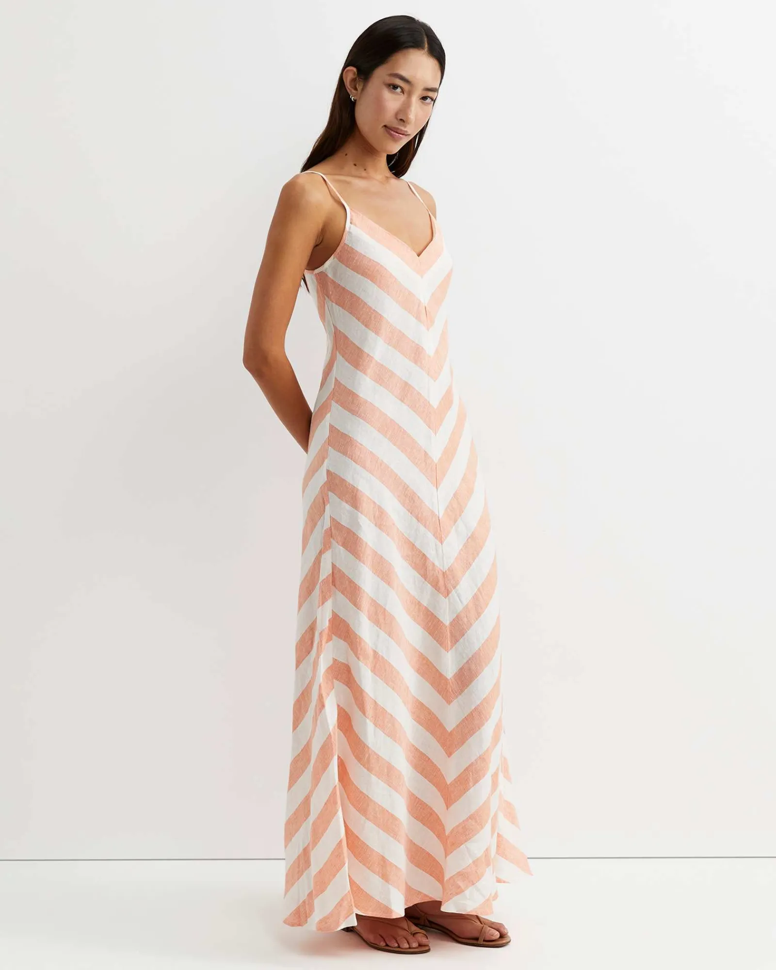Hot Sportscraft Callie Stripe Slip Dress in Orangewhite Orange/white