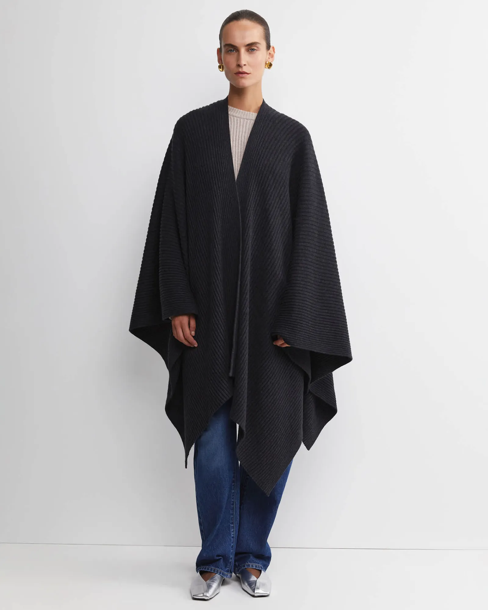 Online Sportscraft Cassie Knit Poncho in Black