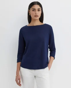 Sale Sportscraft Cecile Linen Top in Navy