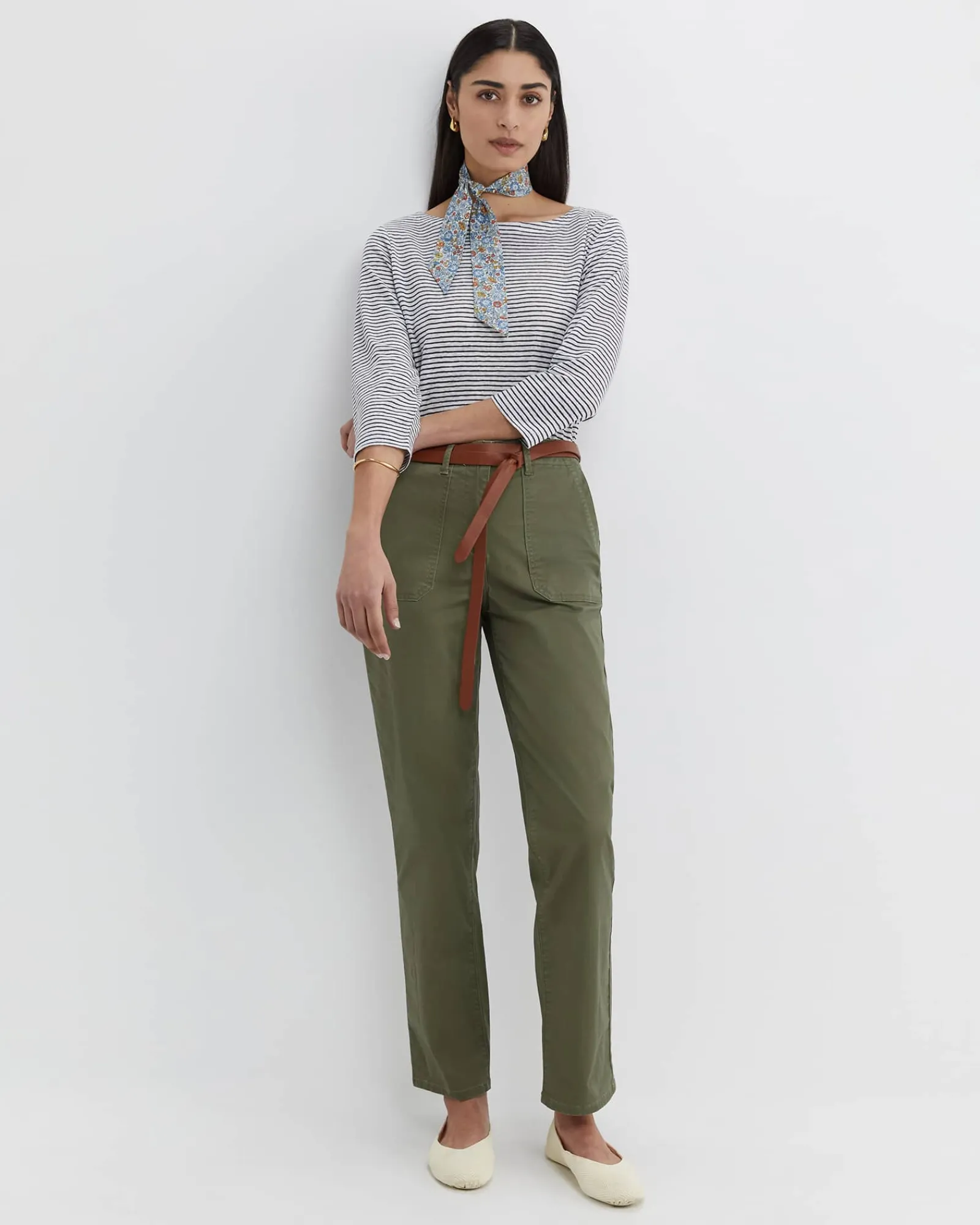 Outlet Sportscraft Cecile Linen Top in Whitenavy White/navy