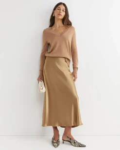 Hot Sportscraft Charlotte Bias Slip Skirt in Latte