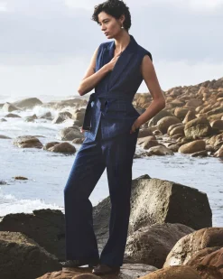 Clearance Sportscraft Chiara Check Straight Pant in Navy