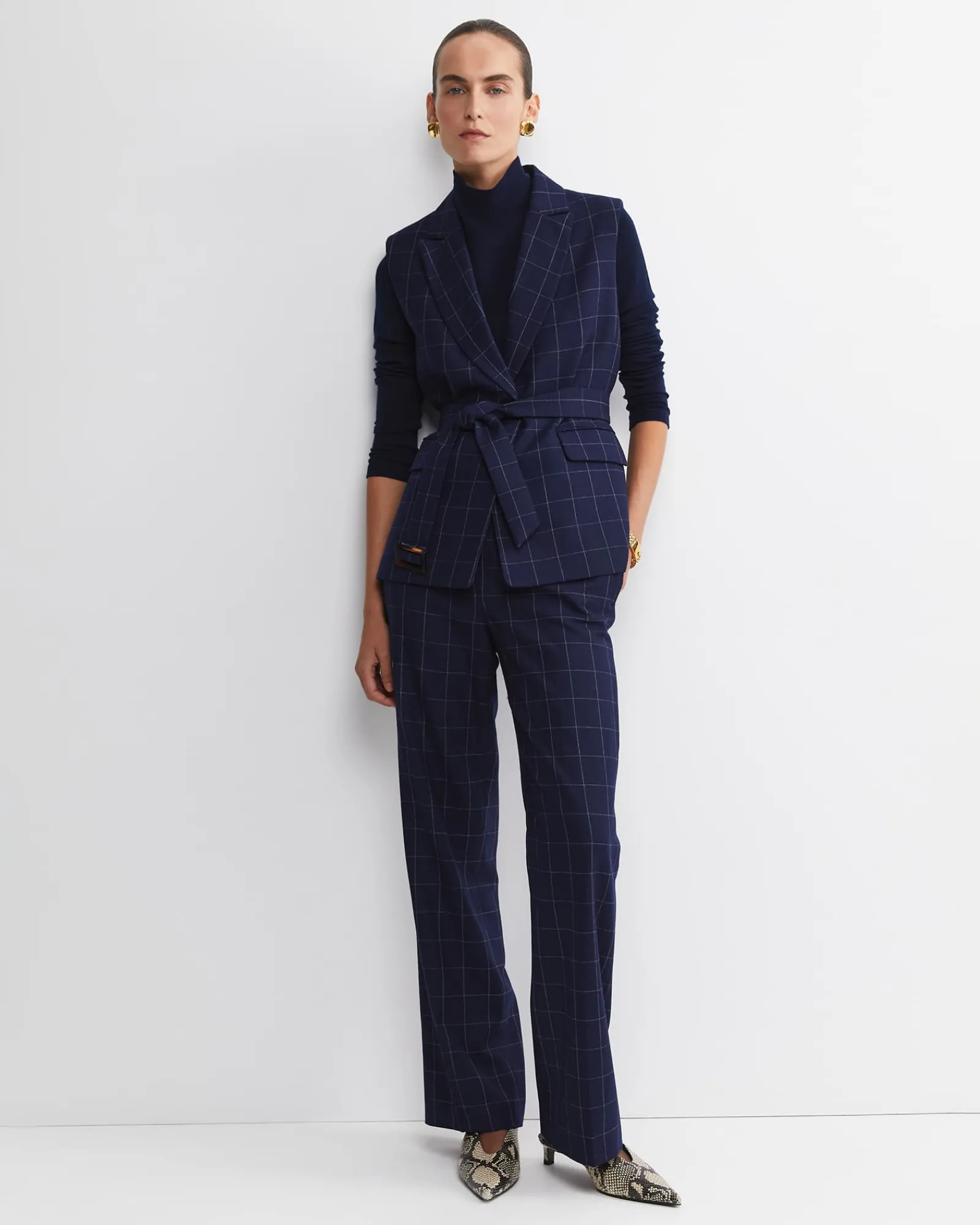 Clearance Sportscraft Chiara Check Vest in Navy