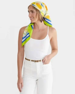 Outlet Sportscraft Citron Silk Scarf in Multi Yellow MultiYellow