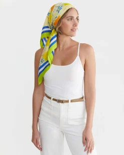 Outlet Sportscraft Citron Silk Scarf in Multi Yellow MultiYellow
