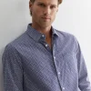 Discount Sportscraft Claremont Print Shirt in Ball Point Blue BallPointBlue