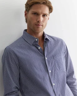 Discount Sportscraft Claremont Print Shirt in Ball Point Blue BallPointBlue