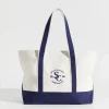 Sale Sportscraft Club Sport Canvas Tote in Ecrunavy Ecru/navy