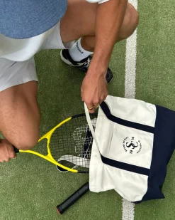 Sale Sportscraft Club Sport Canvas Tote in Ecrunavy Ecru/navy