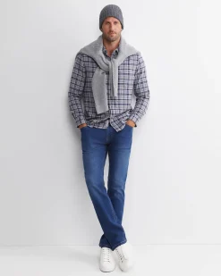 Outlet Sportscraft Cody Long Sleeve Check Shirt in Bluecharcoal Blue/charcoal